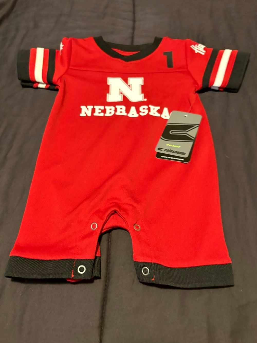 Nebraska Infant Red Team Logo One-Piece Bodysuit